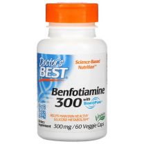 Benfotiamine with BenfoPure 300 mg van Doctor´s Best. Superieure vorm van vitamine B1 (thiamine), vetoplosbaar. Speelt een belangrijke rol in de vet- en koolhydratenstofwisseling, namelijk voor de omzetting van glucose in energie en vet.  Benfotiamine B1 
