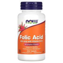 Folic acid with Vitamin B12 800 mcg, Now Foods, Foliumzuur met B12