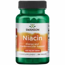 Swanson Niacine (vitamine B3) is belangrijk voor de energievoorziening van het lichaam en de aanmaak van vetzuren.
