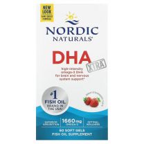 DHA Xtra 1660mg Strawberry van Nordic Naturals, 60 soft gels biedt maximale sterkte van omega-3 DHA-voordelen ter ondersteuning van de hersenen, het geheugen, de gezondheid van het zenuwstelsel en een goede gemoedstoestand.
