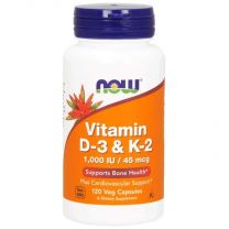 Vitamin D-3 & K-2 1000 IU en 45 mcg | Now Foods
