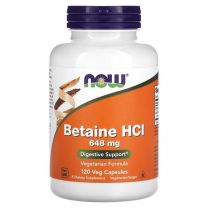 NOW® Betaine HCl is samengesteld om een goede spijsvertering in de maag te ondersteunen.* Zoutzuur (HCl) wordt normaal gesproken geproduceerd in de maag, waar het helpt bij de vertering van eiwitten door pepsine te activeren, helpt bij het handhaven van e