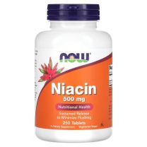 Niacin, Niacin Sustained Release, Minimize Flushing, Met geleidelijke afgifte om de kans op een flush te minimaliseren.