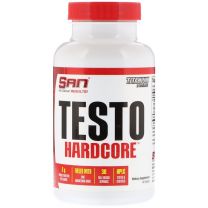 SAN Testo Hardcore - Testosteronversterker die gezonde testosteronniveaus bevordert en atletische en seksuele prestaties verbetert. Testosteron is het belangrijkste mannelijke hormoon, dus als je testosteronspiegel omhoog gaat, gaat al het andere ook omho