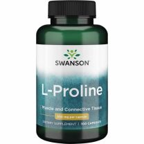 Swanson L-Proline 500mg, 100 capsules. Een geweldige bron van het aminozuur proline, essentieel voor je weefsels. Ondersteunt het bindweefsel.