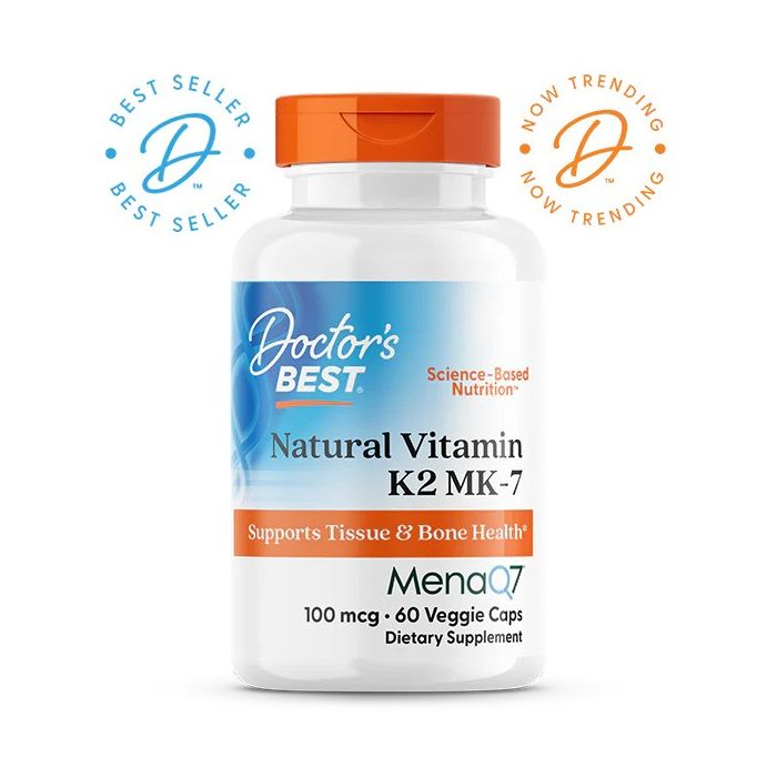 Doctor's Best Natural Vitamin K2 MK-7 with MenaQ7, 100 mcg, 60 Veggie Caps