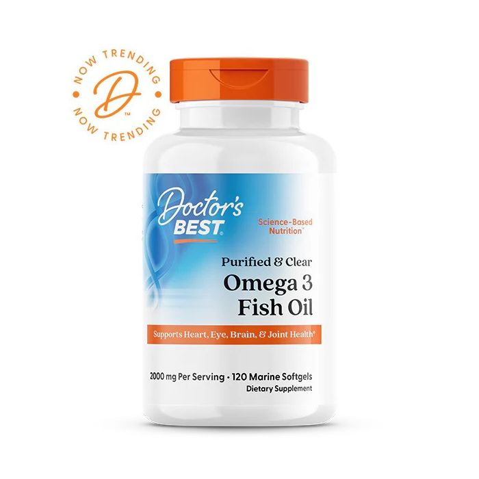 Doctor's Best Purified & Clear Omega 3 Fish Oil, 2000 mg Per Serving, 120 Marine Softgels
