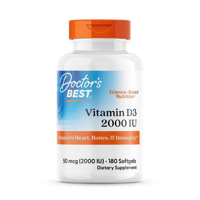 Doctor's Best Vitamin D3, 50 mcg (2,000 IU), 180 Softgels