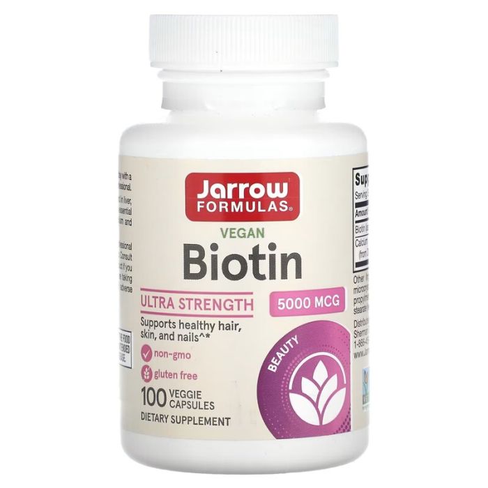  Jarrow Formulas, Biotin, 5,000 mcg, 100 Veggie Capsules 