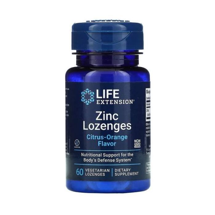 Zinc Lozenges, Citrus-Orange, 60 Vegetarian Lozenges - Life Extension