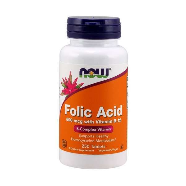 concept analyseren symbool Folic acid with Vitamin B12 800 mcg | Now Foods - Bodystore