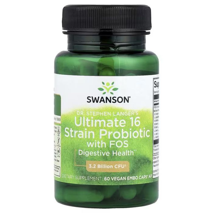 Swanson, Dr. Stephen Langer's Ultimate 16 Strain Probiotic with FOS, 60 Vegan EMBO Caps® AP