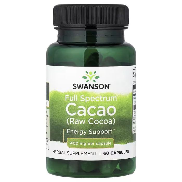 Swanson, Full Spectrum Cacao (Raw Cocoa), 400 mg, 60 Capsules