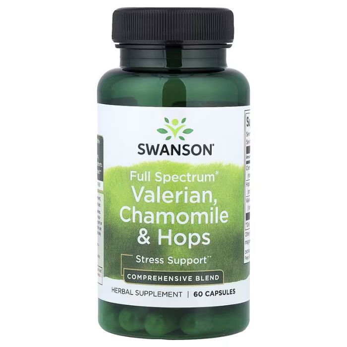 Swanson, Full Spectrum® Valerian, Chamomile & Hops, 60 Capsules