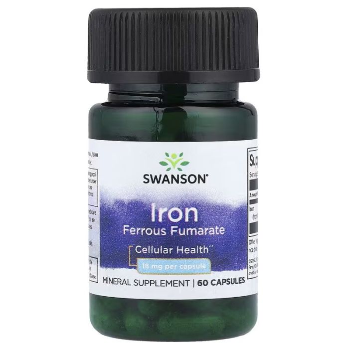 Swanson, Iron Ferrous Fumarate, 18 mg, 60 Capsules