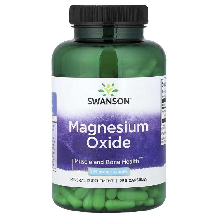  Swanson, Magnesium Oxide, 250 Capsules (200 mg per Capsule) 
