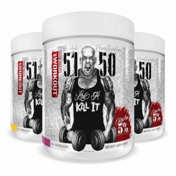 5150 Legendary | 5% Nutrition Rich Piana is een Hardcore pre-workoutdrank om je prestaties te verbeteren. Bereid je voor op een serieuze trainingssessie met 5150 Pre-Workout van Rich Piana. 5150 zit vol met een cafeïnecomplex van 470 mg om het uithoudings