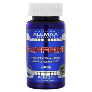 ALLMAX Cafeïne pillen 200mg,  Er zit 200 mg cafeïne in één tablet, ongeveer net zoveel als in 3 kopjes espresso.