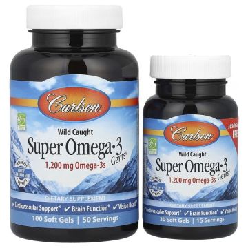 Carlson, Wild Caught Super Omega-3 Gems®, 100 + 30 Soft Gels