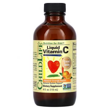 ChildLife Essentials, Essentials, Liquid Vitamin C, Natural Orange, 4 fl oz (118.5 ml). Vloeibare vitamine C voor kinderen, natuurlijke sinasappel smaak
