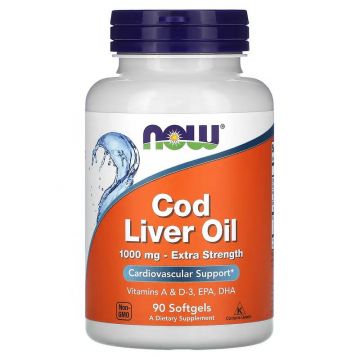 NOW Foods Levertraanolie Extra Sterkte 1.000 mg softgels, 733739017437