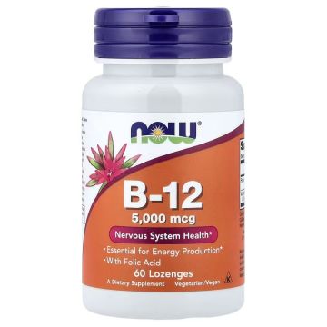 B-12 - 5000 mcg - Met Foliumzuur | NOW Foods. 733739004628