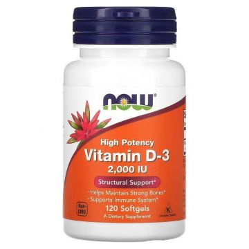 Vitamine D3 2000IU, NOW Foods, 120 softgels