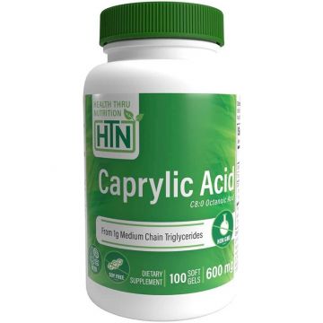 Health Thru Nutrition Caprylic Acid 600mg (as C8 Octanoic Acid) from Pure 1g MCT Oil 