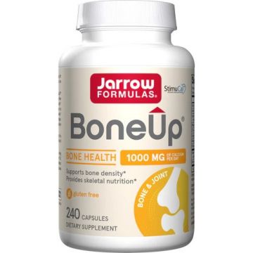 BoneUp® van Jarrow is een uitgebreide formule die StimuCal™ Microcrystalline Calcium Hydroxyapatite (MCHA) van Nieuw-Zeelandse kalveren met vrije uitloop en micronutriënten levert om de gezondheid van de botten te ondersteunen.* StimuCal™ is een natuurlij