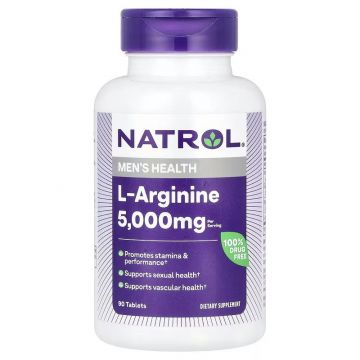 Natrol, L-Arginine, 5,000 mg, 90 Tablets (1,000 mg Per Tablet). 047469052348