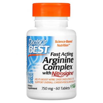 Doctor's Best, Fast Acting Arginine Complex with Nitrosigine, 750 mg, 60 Tablets
