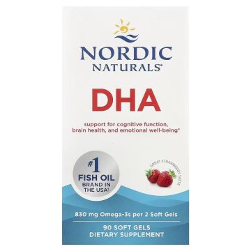 DHA 830 mg Omega-3 Aardbei 90 Softgels - Nordic Naturals