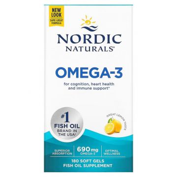 Omega-3, 690mg Lemon, 180 softgels, Nordic Naturals