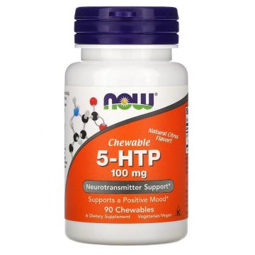 5-HTP 100mg Chewable, Now Foods, kauwtabletten