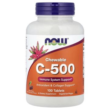 Vitamine C-500 kauwtablet Kersen smaak | Now Foods