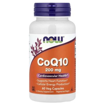 NOW Foods, CoQ10, 200 mg, 60 Veg Capsules
