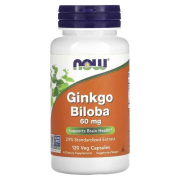 NOW Foods, Ginkgo Biloba, 60 mg, 120 Veg Capsules
