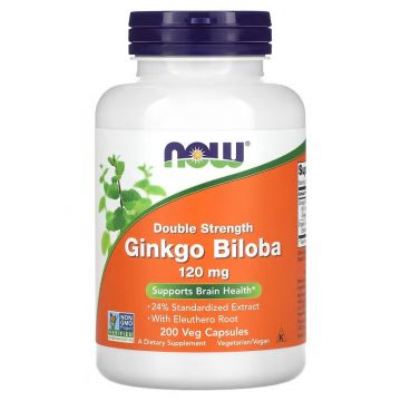 NOW Foods, Ginkgo Biloba, Double Strength, 120 mg, 200 Veg Capsules