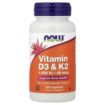 NOW Foods Vitamine D3 & K2 (1000 IU / 45 mcg). 733739003690 
