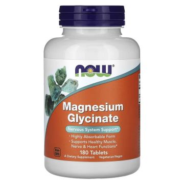 NOW Foods, Magnesium Glycinate, 180 Tablets (100 mg per Tablet) 