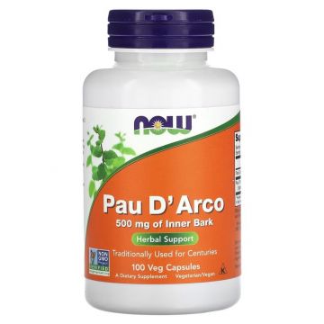 NOW Pau D'Arco 500 mg 100 Veg Capsules. 733739047250