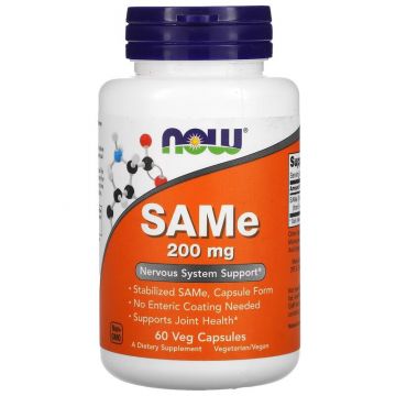 NOW Foods, SAMe (Disulfate Tosylate), 200 mg, 60 Veg Capsules