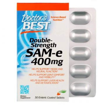 SAMe 400 dubbele sterkte (30 enteric coated tabletten) - Doctor's Best. S-adenosyl-L-methionine met Solesse