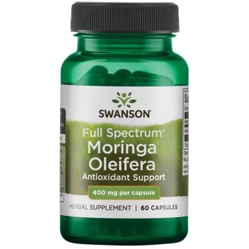 Moringa Oleifera 400 mg van Swanson, 60 capsules. Tot nu toe hebben onderzoeken aangetoond dat Moringa oleifera kan leiden tot een bescheiden verlaging van de bloedsuikerspiegel en het cholesterolgehalte. Het kan ook antioxiderende en ontstekingsremmende 