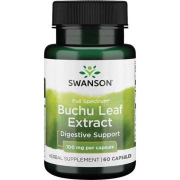 Full Spectrum Buchu Leaf Extract, Swanson. Buchu staat bekend om zijn natuurlijke diuretische en antiseptische eigenschappen, die met name gunstig zijn bij urineweginfecties. De aanwezige stof diosphenol draagt bij aan de verlichting van blaasontstekingen