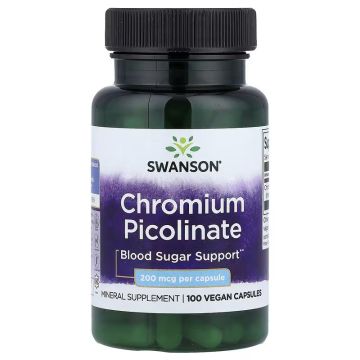 Swanson Chroom Picolinaat 200 mcg 100 Capsules. 087614019222
