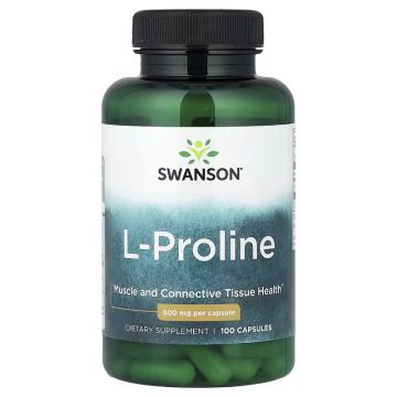 Swanson L-Proline 500mg, 100 capsules. Een geweldige bron van het aminozuur proline, essentieel voor je weefsels. Ondersteunt het bindweefsel.