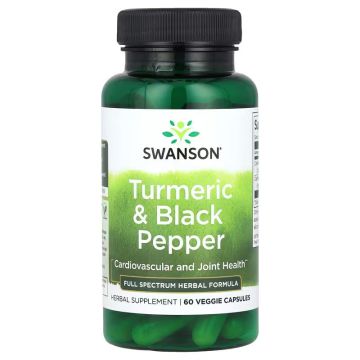 Swanson Turmeric Black Pepper, 60 veggie capsules. 087614116136
Kurkuma met zwarte peper