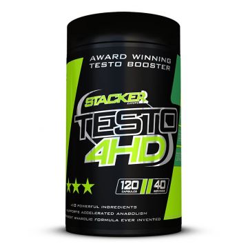 Testo 4HD van Stacker bevat niet alleen een revolutionaire en unieke anabole formule, het is 100% natuurlijk. Testo 4HD verhoogt de niveaus van vrij testosteron in je lichaam waardoor je kracht, massa en trainingsintensiteit drastisch toenemen.