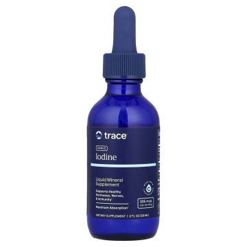 Trace Minerals ®, Ionic Iodine, 225 mcg, 2 fl oz (59 ml). Vloeibaar jodium gemakkelijk te doseren ook voor kinderen. Kalium jodide. 878941003073